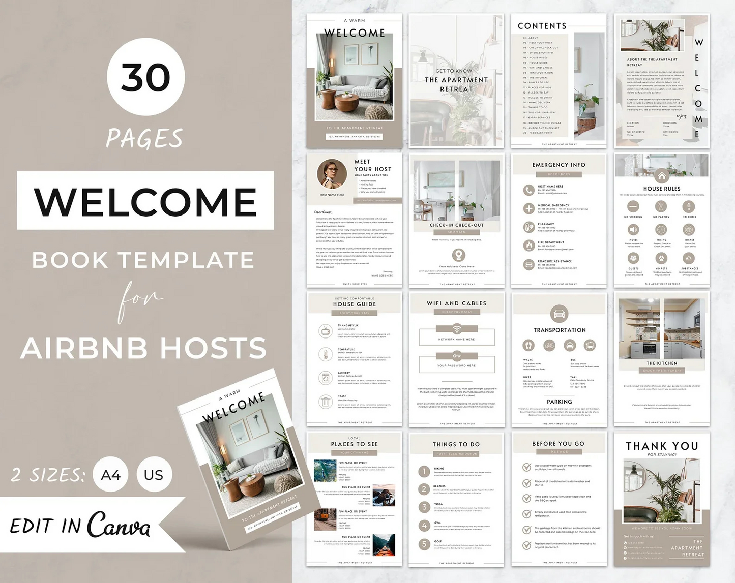 Airbnb Welcome Book Printables | Guest Book, House Manual & Signs Template