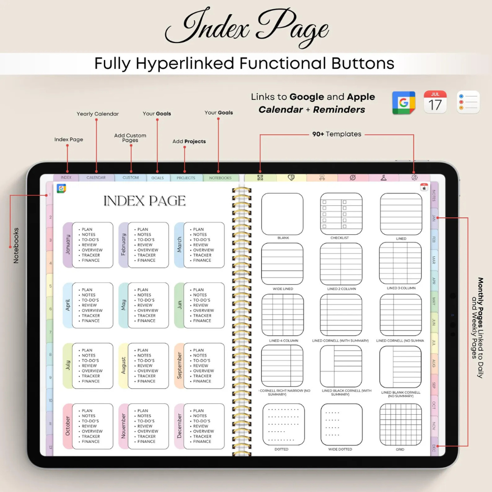 All-in-One Digital Planner 2025, 2026, & Undated Digital Planner