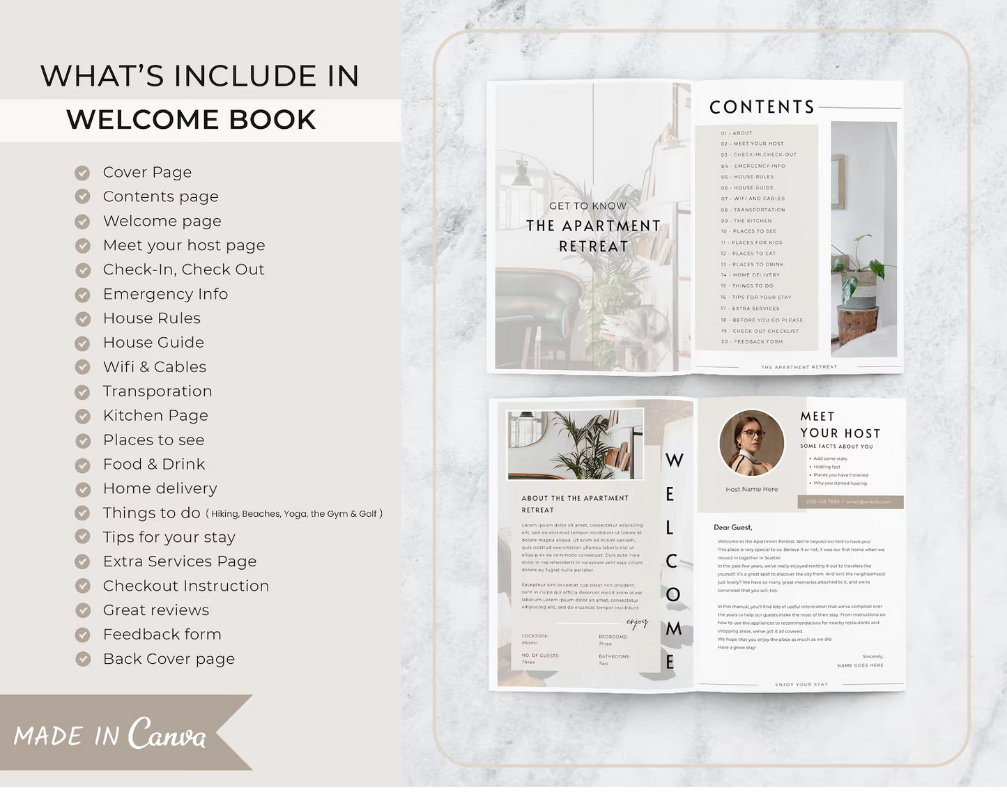 Airbnb Welcome Book Printables | Guest Book, House Manual & Signs Template