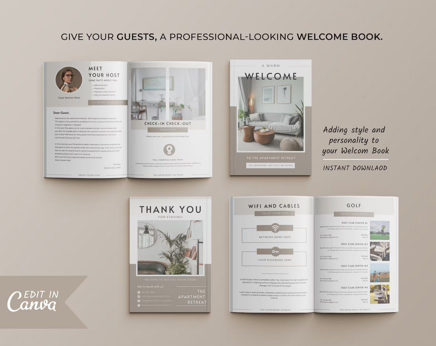 Airbnb Welcome Book Printables | Guest Book, House Manual & Signs Template