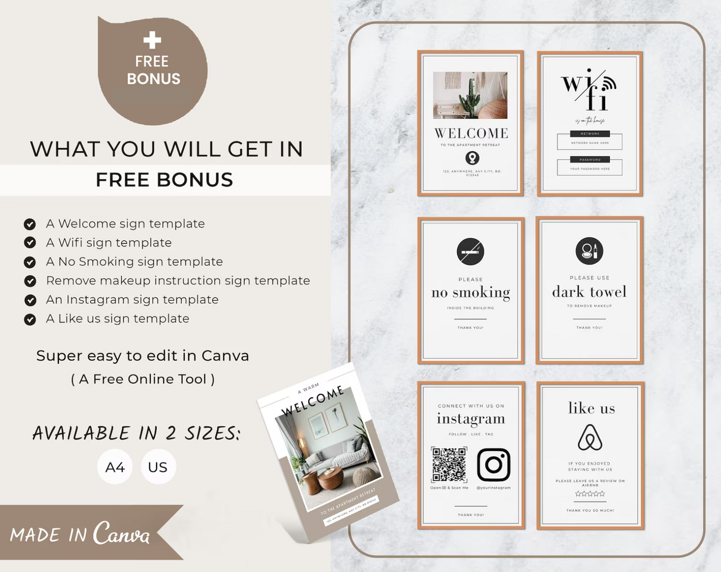 Airbnb Welcome Book Printables | Guest Book, House Manual & Signs Template