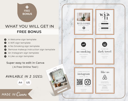 Airbnb Welcome Book Printables | Guest Book, House Manual & Signs Template