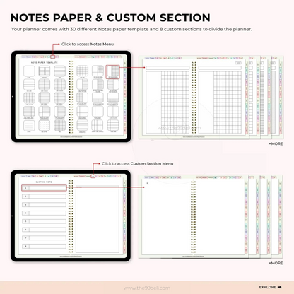 Undated Digital Life Planner | Lifetime Use | Hyperlinked | Freebies included