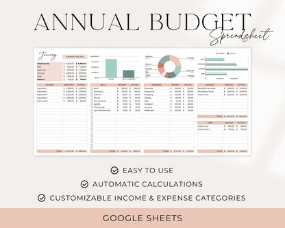 Annual Budget Spreadsheet | Yearly Budget Planner