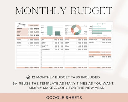 Annual Budget Spreadsheet | Yearly Budget Planner